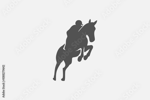Horse rider race silhouette symbol or logo vector