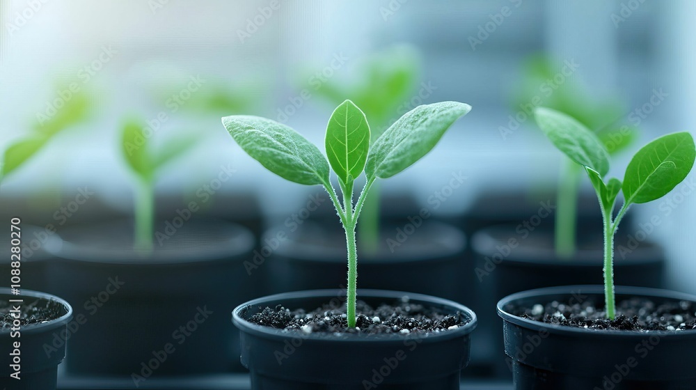 horticulture botany and techniques, Fresh green seedlings in small pots, thriving in a nurturing environment, symbolize growth and new beginnings. horticulture botany and techniques, Fresh green seedlings in small pots, thriving in a nurturing environment, symbolize growth and new beginnings.