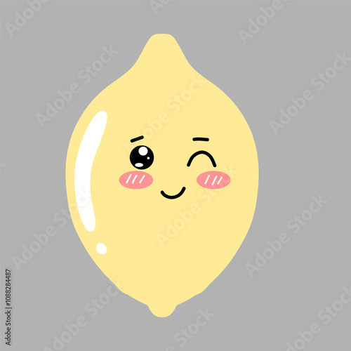 kawaii emoticon popular yellow lemon different face expression cartoon