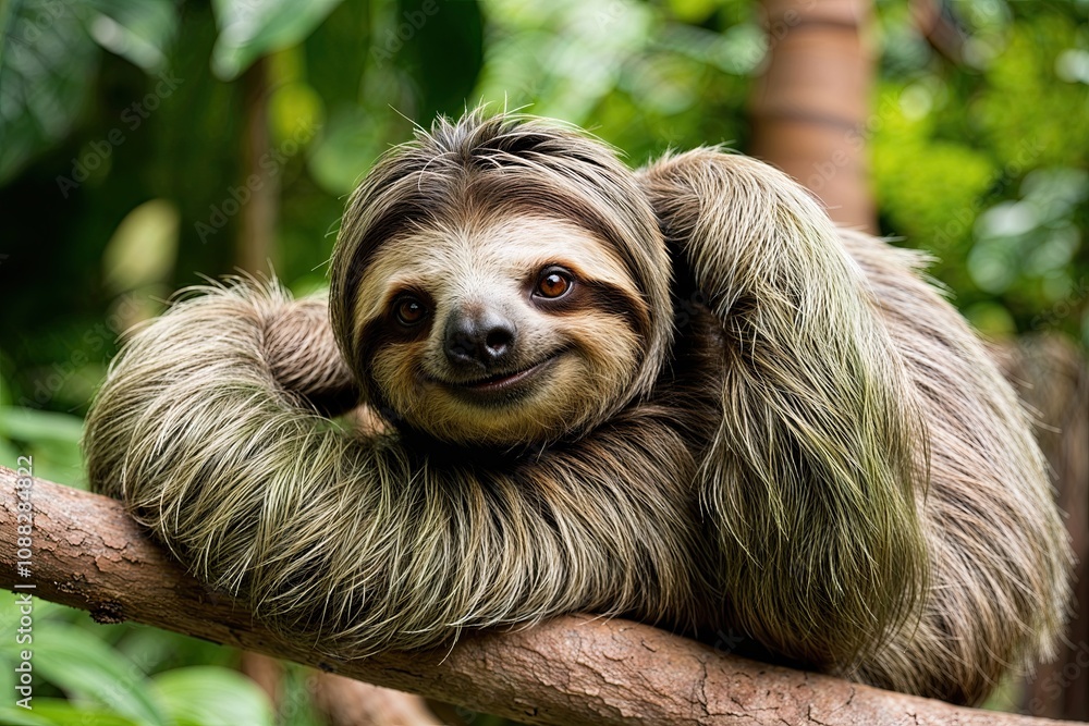 Naklejka premium Charming Sloth Doing Gentle Stretching Poses for Ultimate Relaxation and Calm