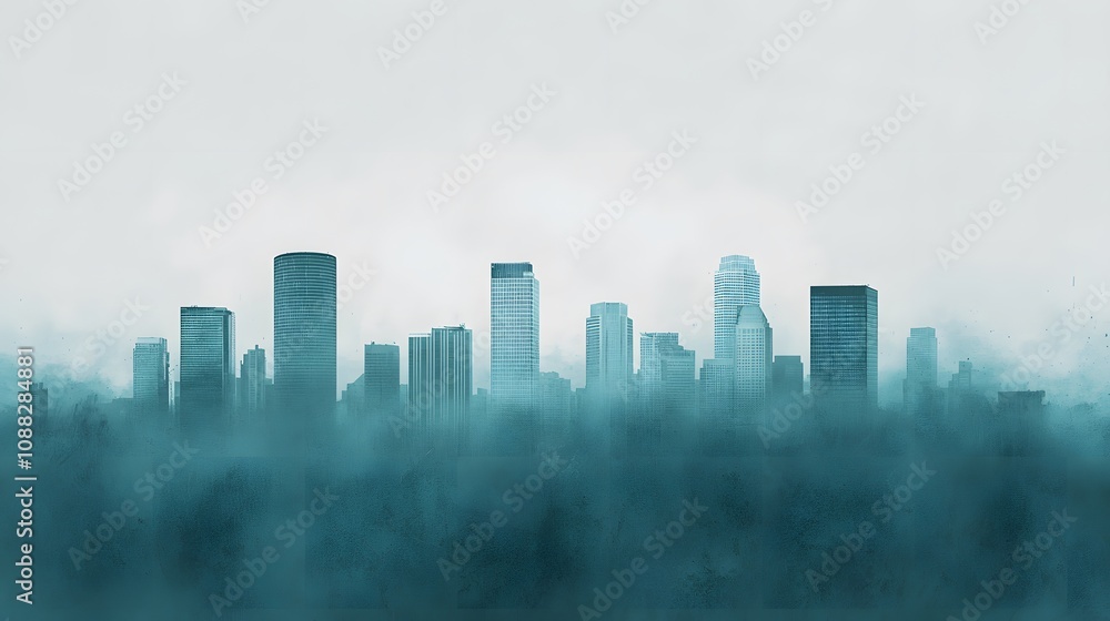 Mysterious City Skyline Emerging Through a Dreamy Misty Background with Floating Data Visualizations. Cost of Capital, Valuation, Interest Rate Concept Mysterious City Skyline Emerging Through a Dreamy Misty Background with Floating Data Visualizations. Cost of Capital, Valuation, Interest Rate Concept