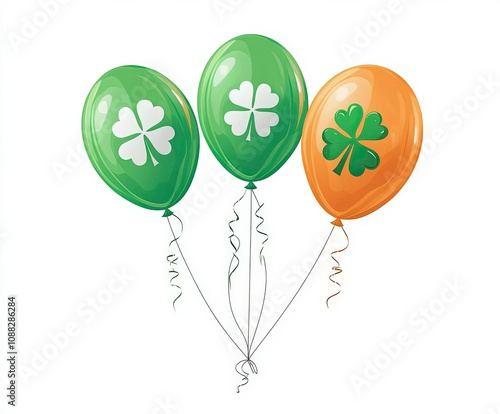 Colorful balloons featuring shamrock designs perfect for St. Patrick's Day celebrations and events photo