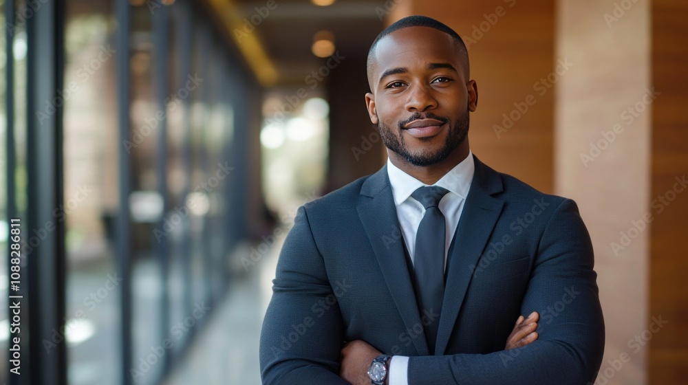 Image of a black man in a suit, smiling slightly, with a simple classic background, creating a warm and friendly mood. Image of a black man in a suit, smiling slightly, with a simple classic background, creating a warm and friendly mood.