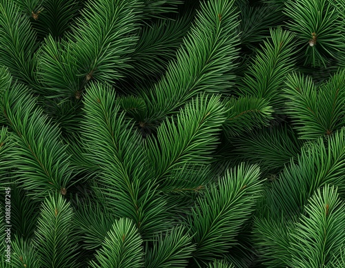 Natural Green Needles for Festive Backgrounds