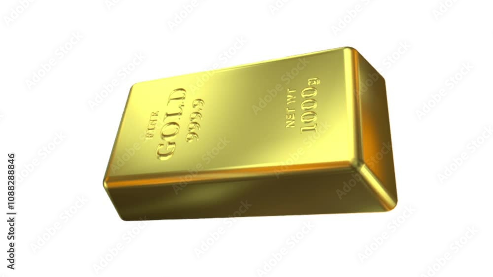 Shining gold bar weighing one kilogram moving isolated on white Shining gold bar weighing one kilogram moving isolated on white