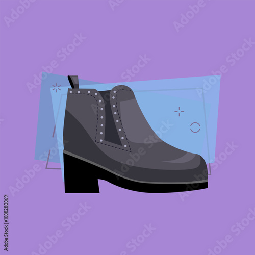 Modern boots illustration. Short boot, autumn, cold. Fashion concept. Vector illustration can be used for topics like clothing, fashion, advertisement, shopping