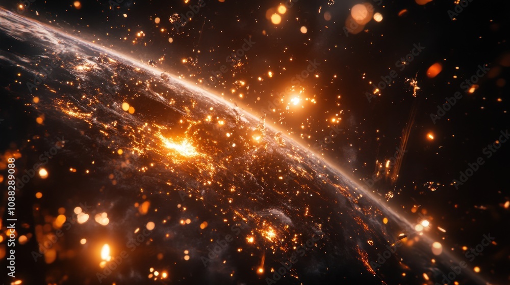 Obraz premium Fiery Planet: A Cosmic Spectacle