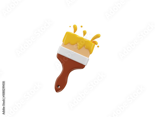 Paint brush icon 3d rendering vector illustration