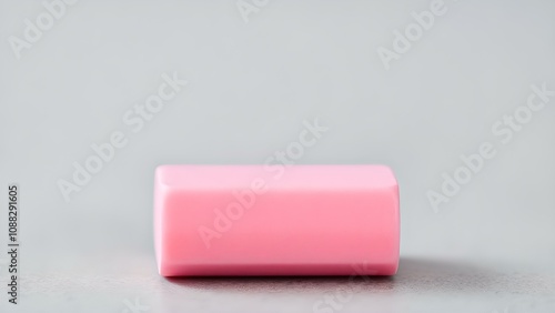 Pink Rubber Eraser, Soft Edges, Macro Detail, Slight Texture, Product Photography, Centered Composition