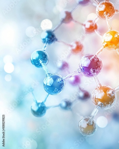 A colorful molecular structure illustration showcasing interconnected atoms against a soft, blurred background.