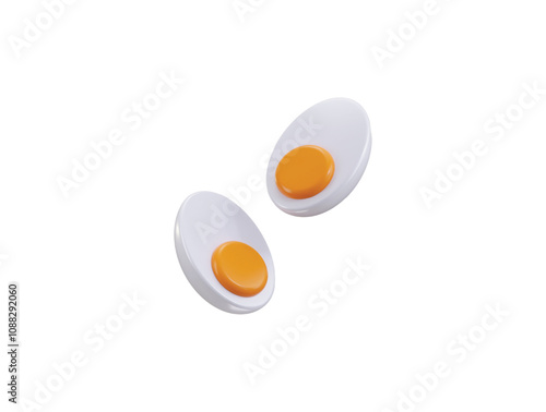 Half boiled egg icon 3d rendering vector illustration