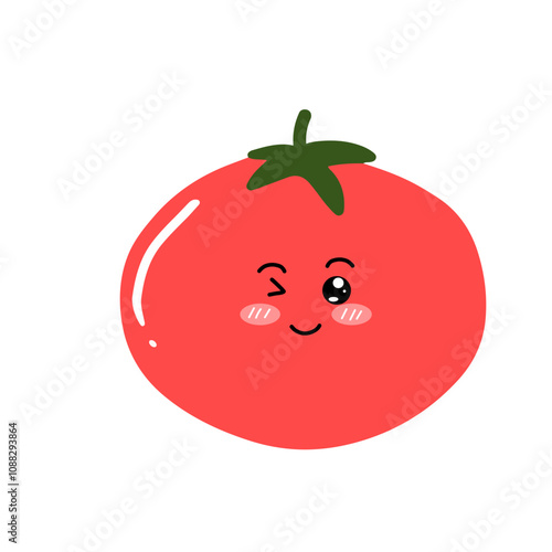 kawaii tomato character different face expression. kawaii variant expression face tomato cartoon design isolated on white background