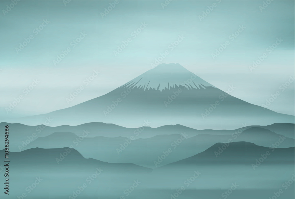Fototapeta premium 和柄 年賀状 富士山 背景 