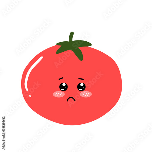 kawaii tomato character different face expression. kawaii variant expression face tomato cartoon design isolated on white background