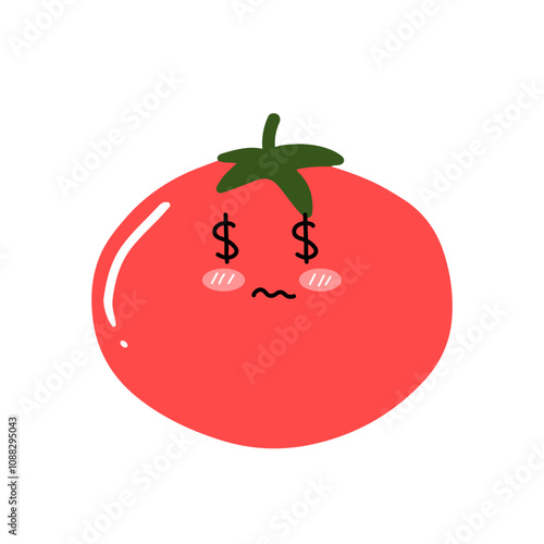 kawaii tomato character different face expression. kawaii variant expression face tomato cartoon design isolated on white background