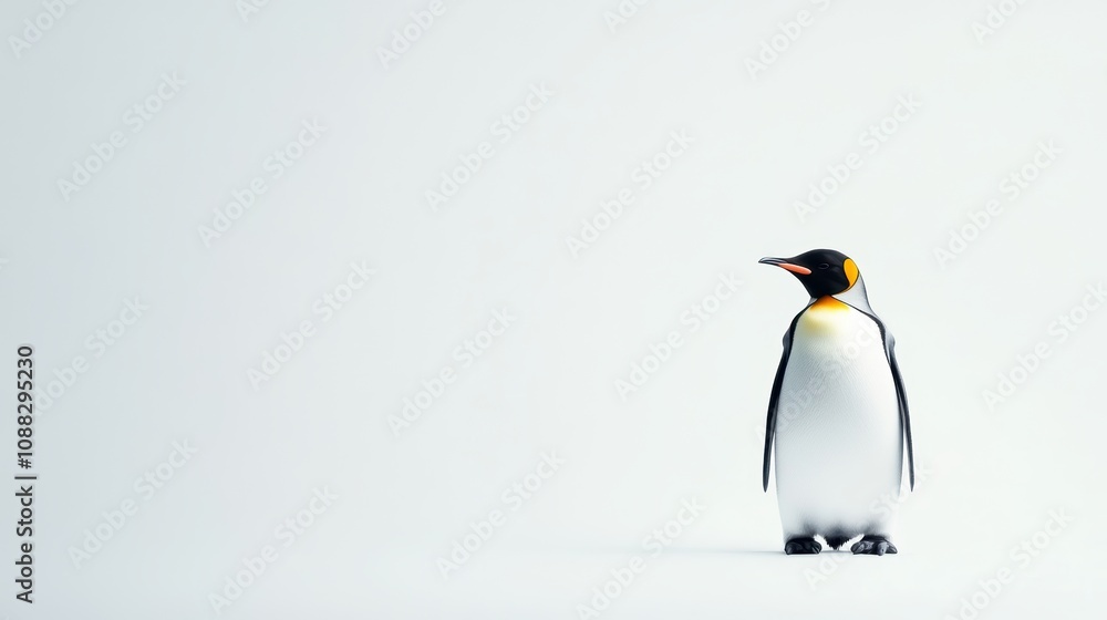 Fototapeta premium funny King Penguin Over white Studio Background.