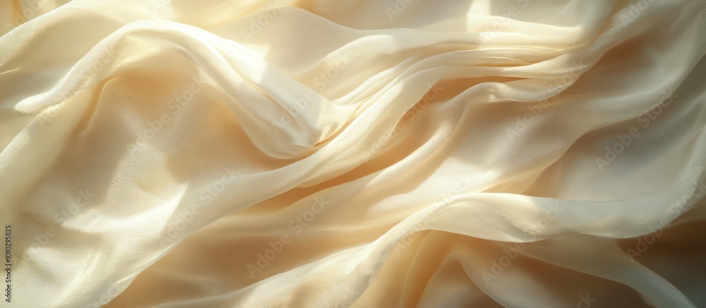 Fototapeta premium Smooth, soft, and flowing beige fabric with a gentle sheen.