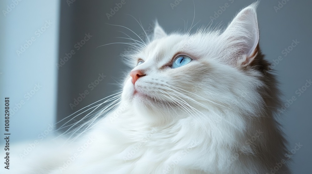 Close-up shot of a white cat with blue eyes. Perfect for pet-related projects, especially those focusing on domestic animals and their beauty. Close-up shot of a white cat with blue eyes. Perfect for pet-related projects, especially those focusing on domestic animals and their beauty.