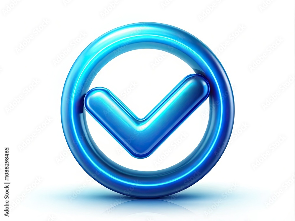 Vibrant Blue Tick Mark Icon Symbolizing Verification and Authenticity on White Background Vibrant Blue Tick Mark Icon Symbolizing Verification and Authenticity on White Background