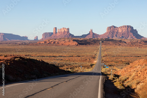 Forrest Gump Point near Monument Valley Rock Formations, Utah-Arizona Border, USA – Iconic Desert Landscapes with Majestic Buttes and Mesas, Captured in Stunning Light and Natural Splendor photo