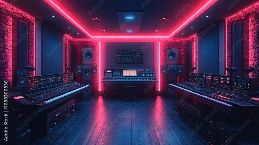 a virtual background for zoom with a music production studio with synths and esoteric crystals a virtual background for zoom with a music production studio with synths and esoteric crystals