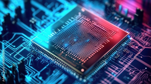 An extreme close-up of a quantum processor chip, showing superconducting qubits and quantum computing architecture, Quantum computing style photo