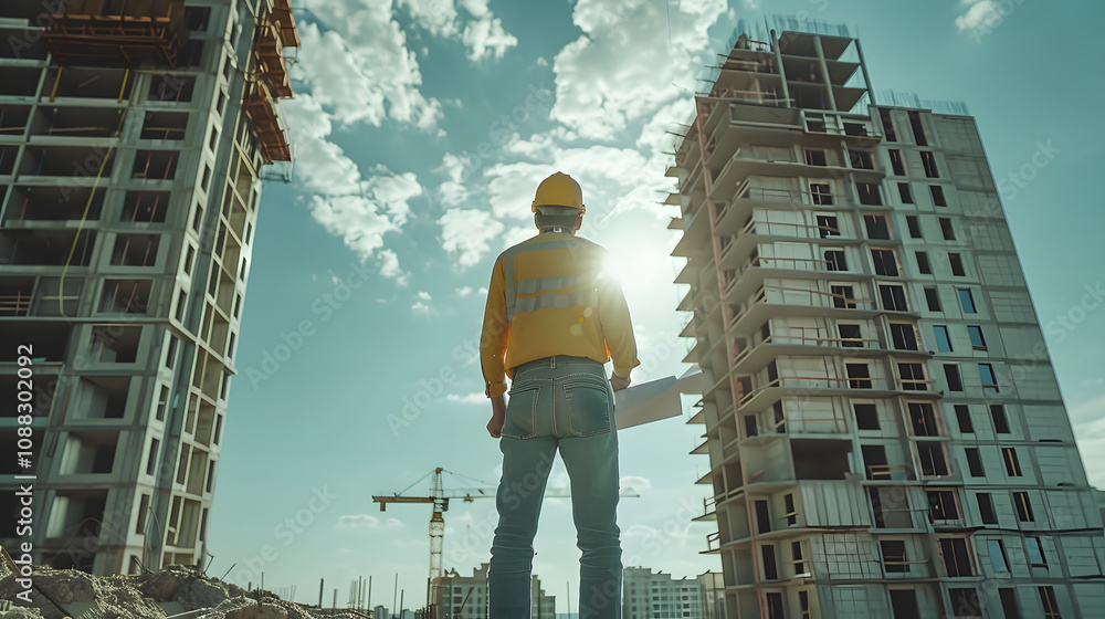 Banner Civil engineer inspect structure at construction site against blueprint, Building inspector join inspect building structure with civil engineer. Civil engineer hold blueprin Banner Civil engineer inspect structure at construction site against blueprint, Building inspector join inspect building structure with civil engineer. Civil engineer hold blueprin