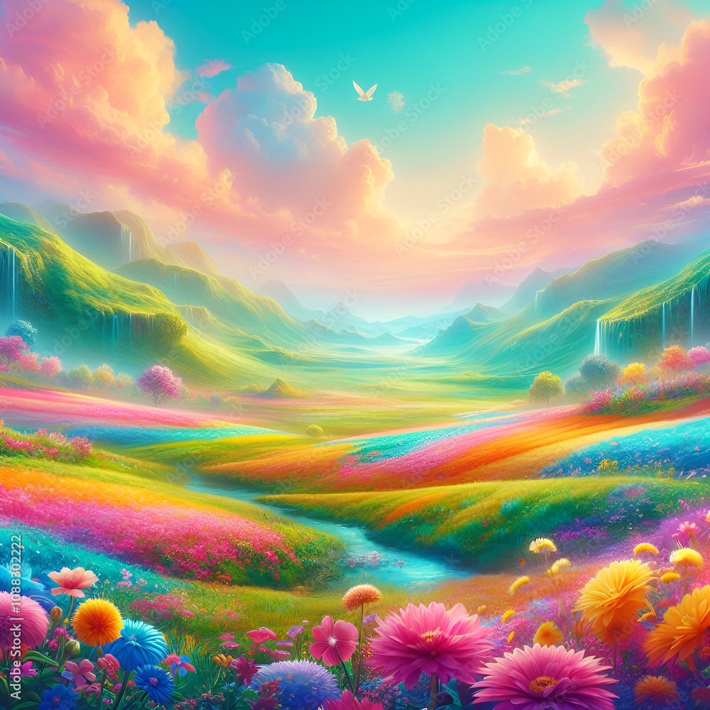 Fototapeta premium rainbow over the hill