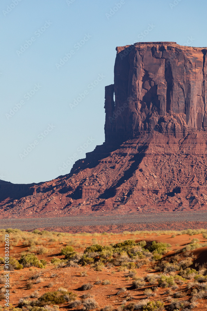 Fototapeta premium Monument Valley Rock Formations, Arizona-Utah Border, USA – Iconic Desert Landscapes with Majestic Buttes and Mesas, Captured in Stunning Light and Natural Splendor