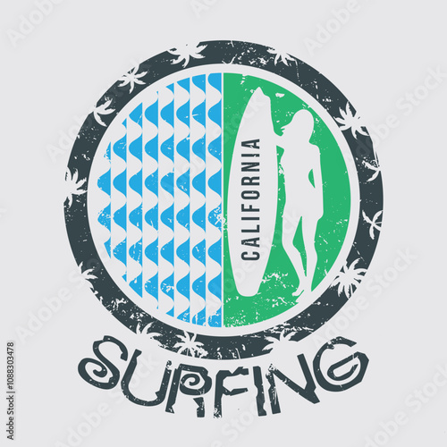 California surfing stylish t-shirt and apparel abstract design. Vector print, typography, poster