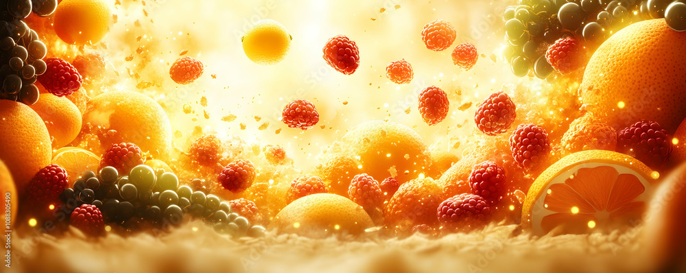 Vibrant explosion of fresh fruit. Vibrant explosion of fresh fruit.