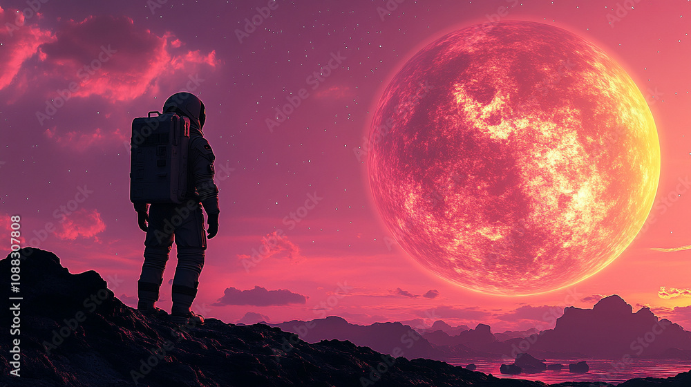 A silhouette of an astronaut standing on a rocky extraterrestrial surface gazing at a vivid starry sky showcasing themes of exploration mystery and the vastness of space A silhouette of an astronaut standing on a rocky extraterrestrial surface gazing at a vivid starry sky showcasing themes of exploration mystery and the vastness of space