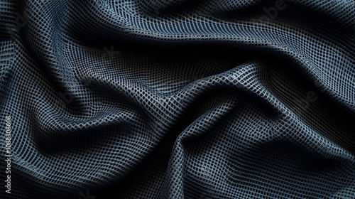 black rubber-coated technical fabric showcasing its textured surface conveying durability and strength ideal for modern industrial or outdoor gear highlighting functionality and resilience