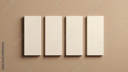 Four Blank White Cards on a Brown Background