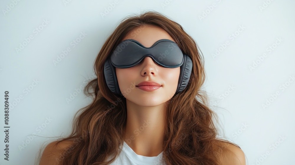 Foldable neck pillow with an eye mask, ideal for comfortable long-haul travel, on white background Foldable neck pillow with an eye mask, ideal for comfortable long-haul travel, on white background