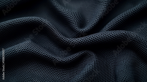 black rubber-coated technical fabric showcasing its textured surface conveying durability and strength ideal for modern industrial or outdoor gear highlighting functionality and resilience