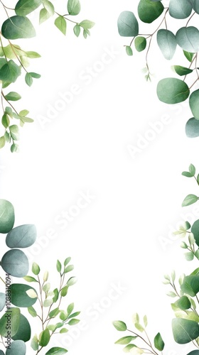 Watercolor Eucalyptus Border Frame