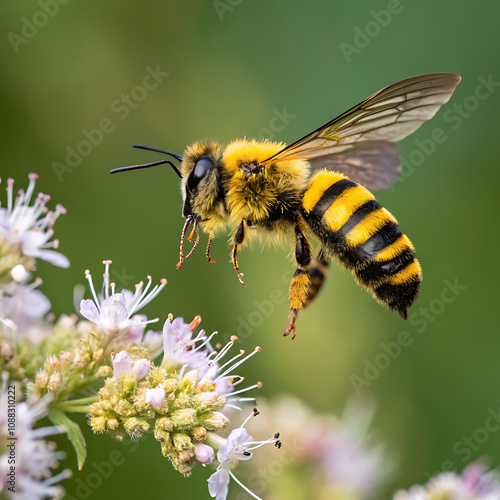 bee on a flower, bee pollinates the flowers. Plant decay with insects.