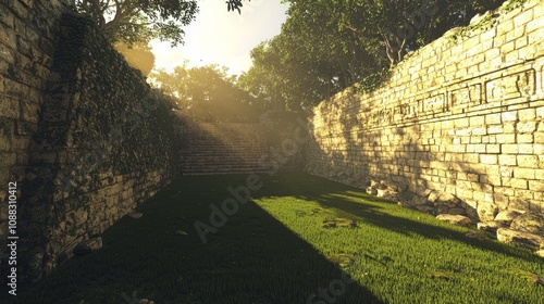 Majestic Sunset at Mayan Ball Court: A Glimpse into Ancient Competitions photo