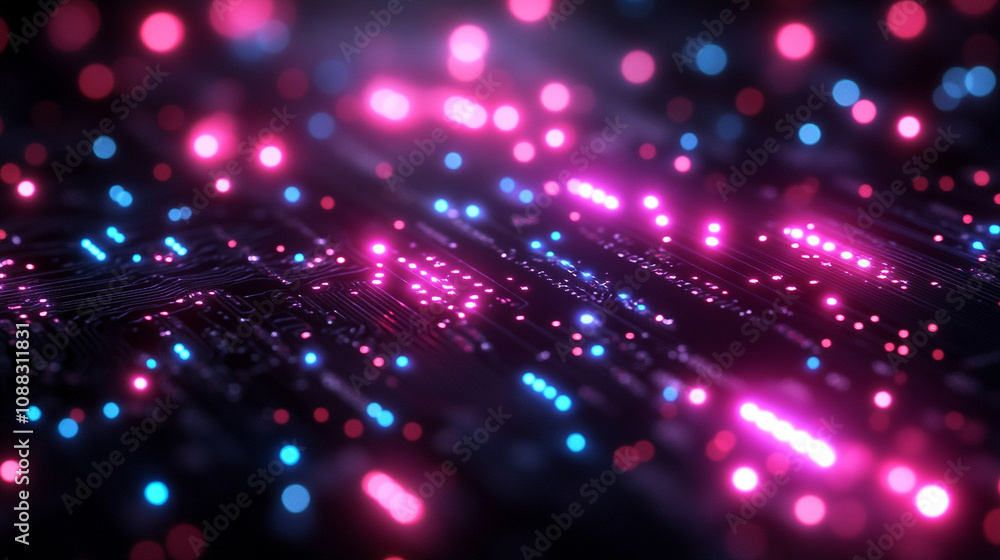 Fototapeta premium circular circuit board with intricate swirling patterns, representing the interconnectedness of technology, digital networks, and the flow of data in a modern digital landscape