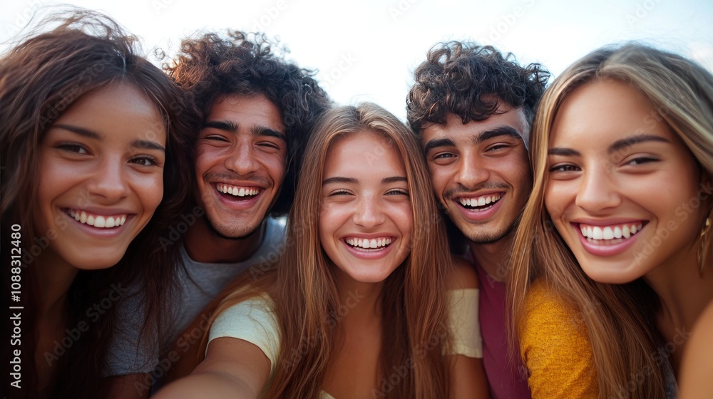 Diverse group of friends, all ages and ethnicities, laughing and interacting, casual attire, against white background Diverse group of friends, all ages and ethnicities, laughing and interacting, casual attire, against white background