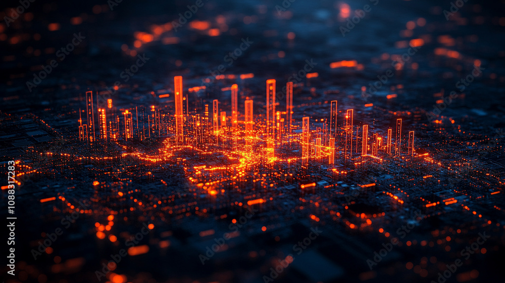 Fototapeta premium modern digital interface showcases innovative financial technology and asset management with dynamic data visualization, highlighting advanced analytics and secure online transactions
