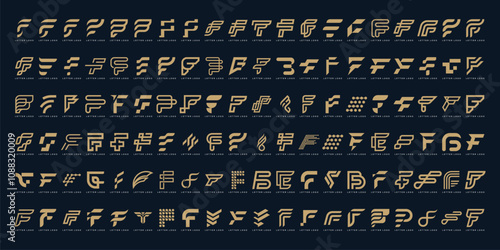 Logo Mega Collection, Initial Letter F Business Design Icon Set