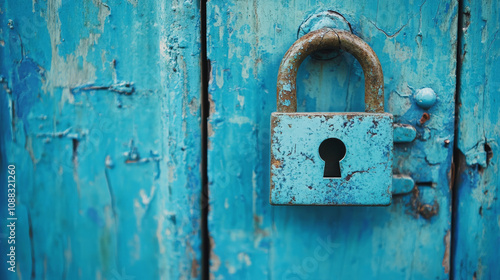 Data security is crucial. The image shows a lock on a blue background representing online protection.