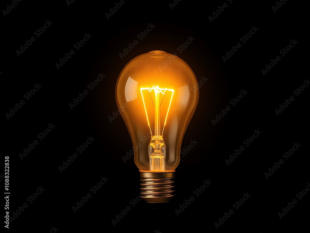 Glowing Lightbulb Against a Black Background. AI Generated Glowing Lightbulb Against a Black Background. AI Generated