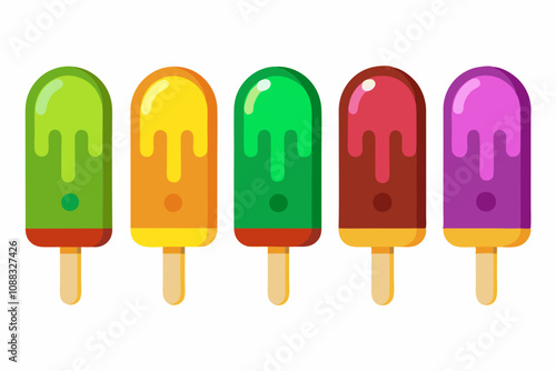  Ice cream popsicle palette of different fruit flavors on a white background vector illustration