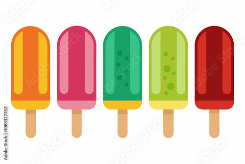  Ice cream popsicle palette of different fruit flavors on a white background vector illustration