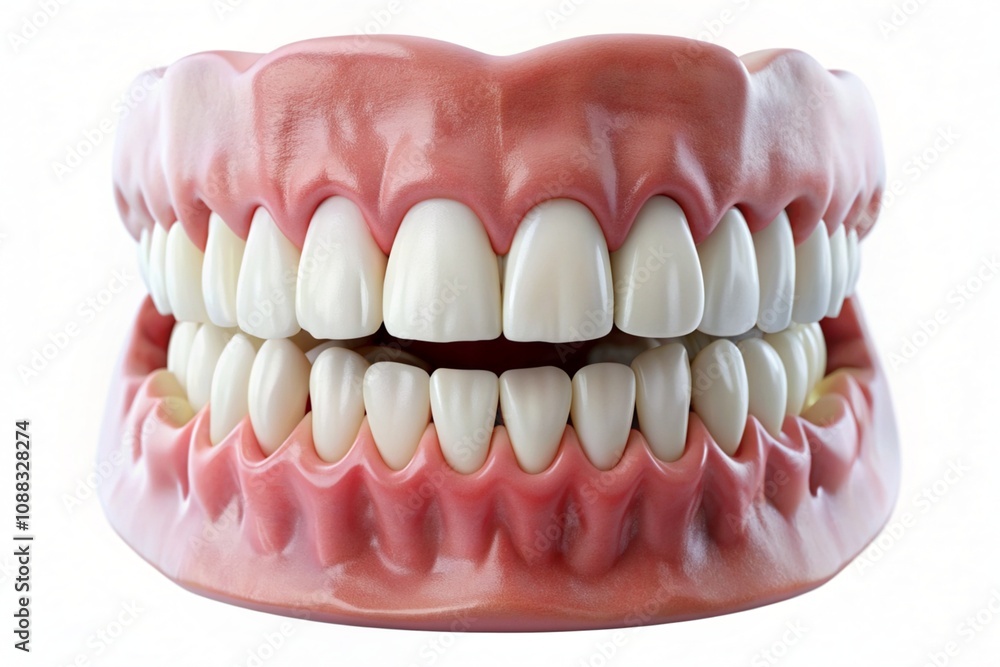 A close up of a fake set of teeth with a blue background A close up of a fake set of teeth with a blue background