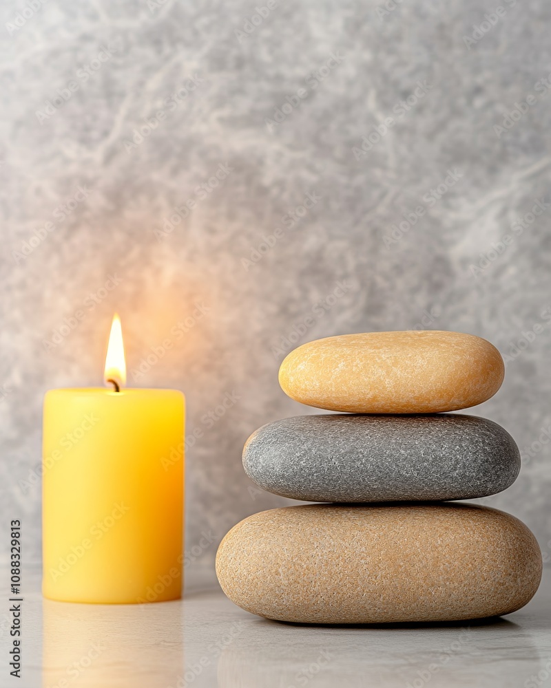 Fototapeta premium Serenity Spa Candle Stones Relaxation Wellness Zen