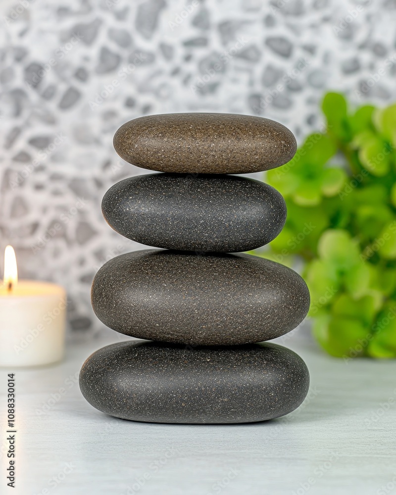 Obraz premium Stacked Zen Stones Spa Relaxation Wellness Balance Serenity Massage Meditation Peace Tranquility